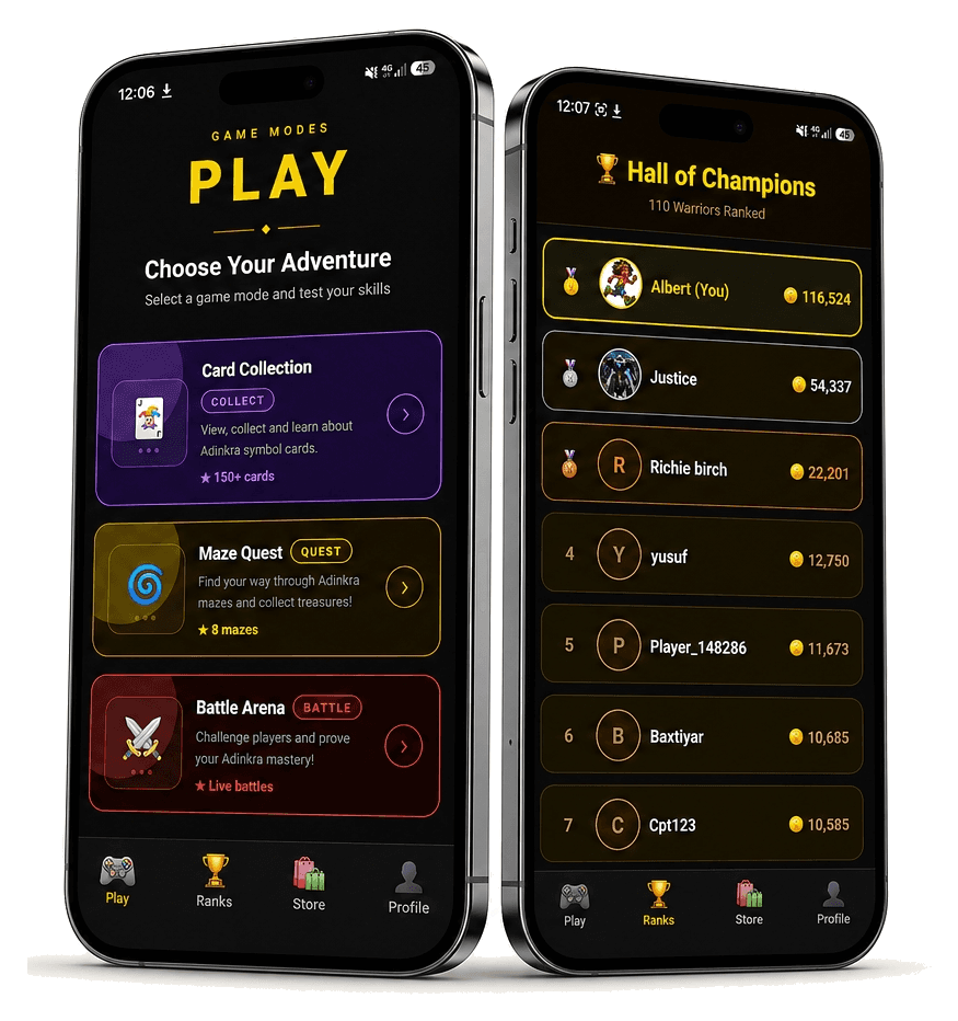 Adinkra Match game screens